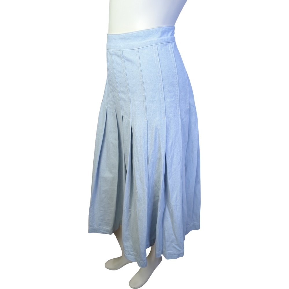 Babaton Light Wash Denim Pleated Midi Skirt | Aritzia | Size 10 - Picture 9 of 11